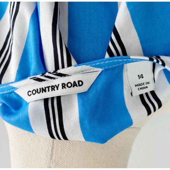 Country Road Women's Size 14 Blouse Top Blue White - Picture 7 of 8